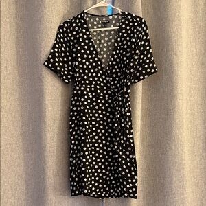 Express Black Mini Dress with White Polka Dots